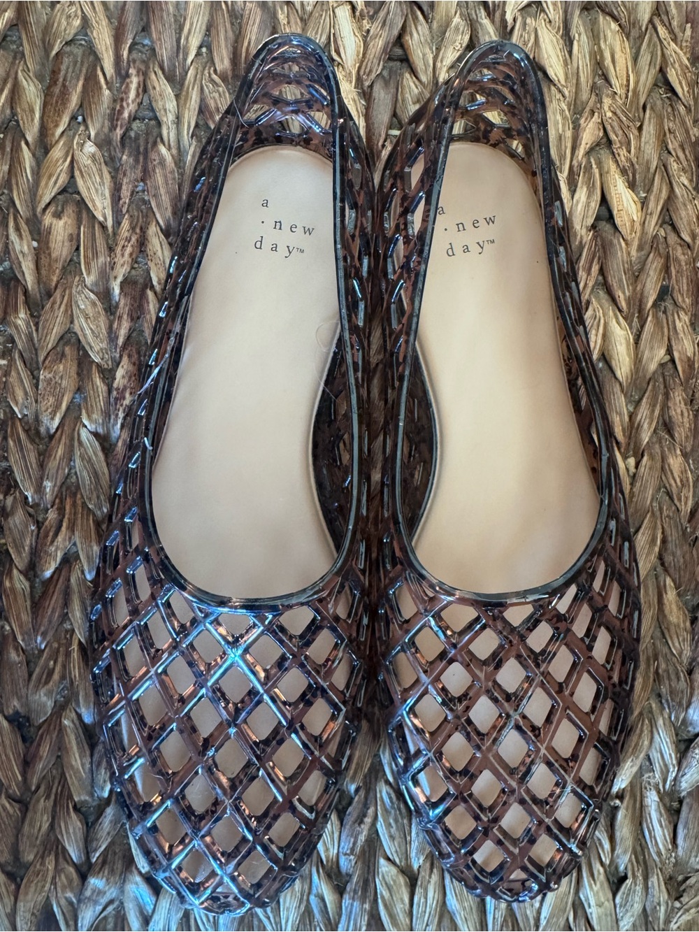 a new day Women's Brown Tortoise Shell Jelly Ballet Flats